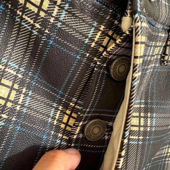 Cout De La Liberte Mens Jimmy Printed Plaid Leather Low Rise Flare Size 30 NWT - Picture 5 of 13